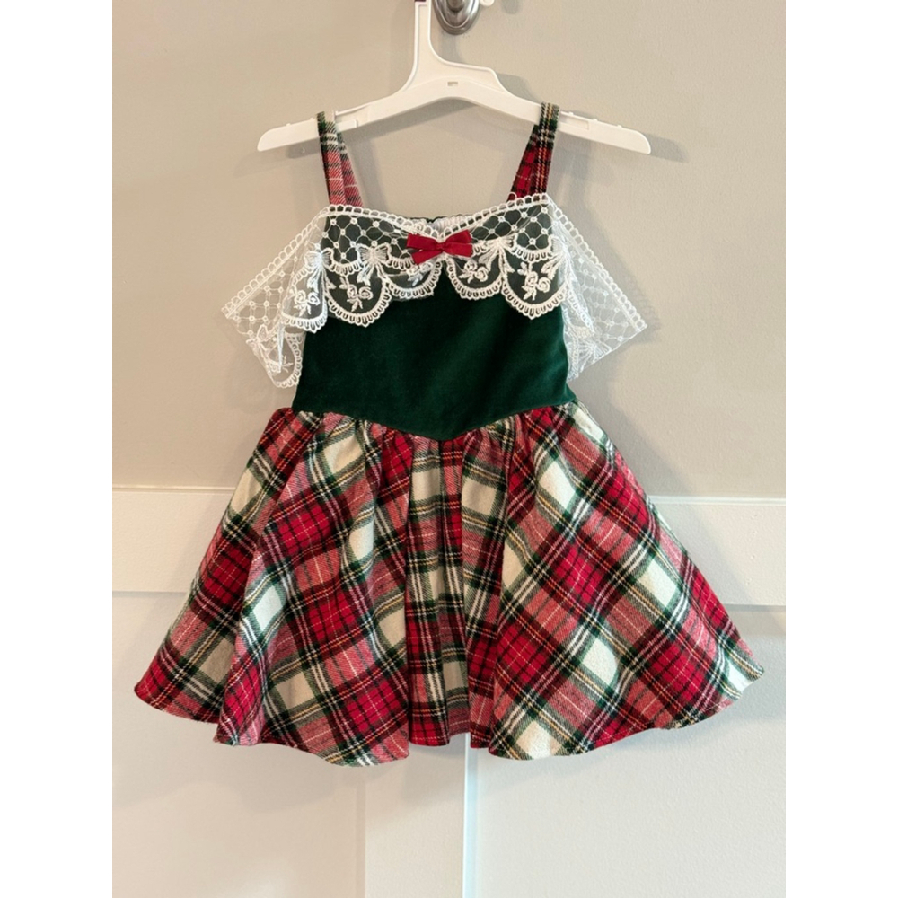 Lu & Ro Custom Handmade Christmas Plaid Dress NEW Boutique Holiday
